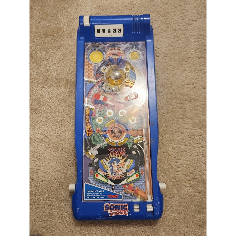 Sonic the Hedgehog Sega Tabletop Pinball Machine 1992 Tomy UNTESTED